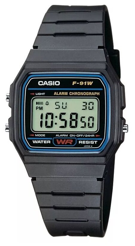 Наручные часы CASIO F-91W-1Q кварцевые, будильник, секундомер ...