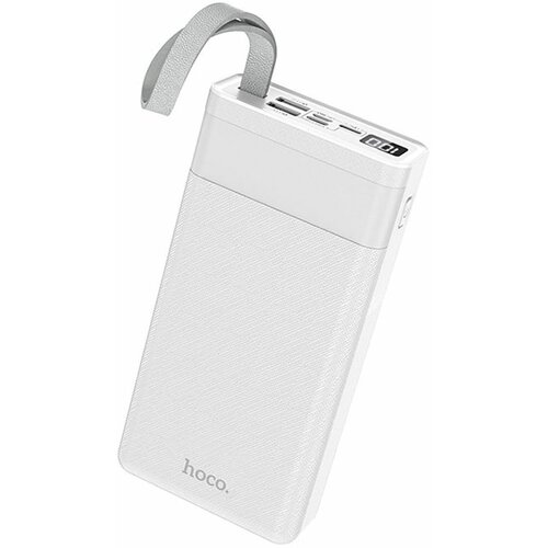 Powerbank (повербанк) 30000 mAh, HOCO J73, внешний аккумулятор для телефона, с фонарем и разъемами USBx2, microUSB, USB Type-C, Apple Lightning, белый внешний аккумулятор 30000 mah j73 hoco белый