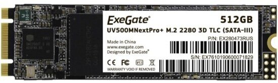 SSD диск Exegate UV500MNextPro+ 512 Gb M.2 2280 3D TLC (SATA-III)