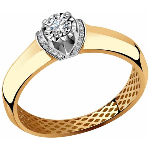 Кольцо Diamant online, золото, 585 проба, бриллиант, размер 19, бесцветный