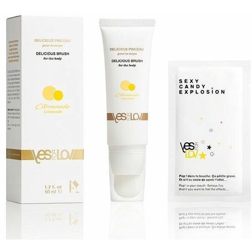Массажное масло DELICIOUS BRUSH LEMONADE с кисточкой - 50 мл.