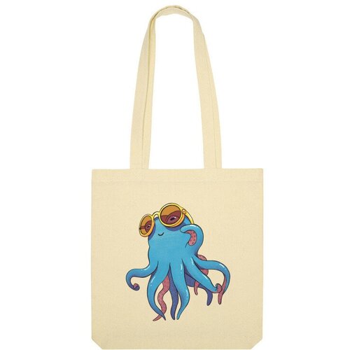 Сумка шоппер Us Basic, бежевый сумка летний осьминог в солнцезащитных очках белый