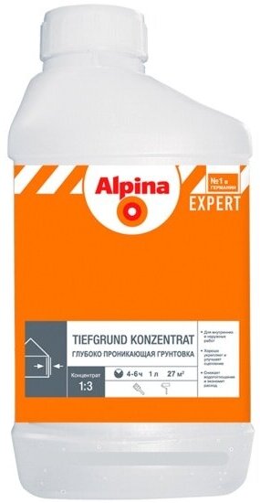 Грунтовка глубокого проникновения Alpina Expert Tiefgrund Konzentrat, 1 л - фотография № 5