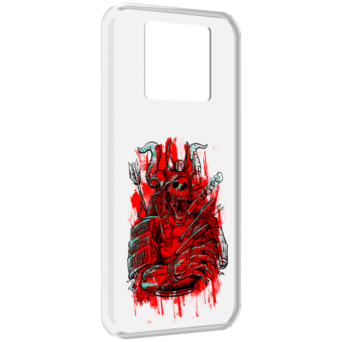 Чехол MyPads красный скелет воин для Black Shark 3 5G / Black Shark 3S задняя-панель-накладка-бампер