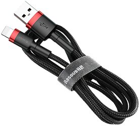 Кабель Baseus Cafule USB - Lightning (CALKLF) 1 м, черный/красный