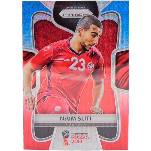Коллекционная карточка Panini Prizm FIFA World Cup Russia 2018 #286 Naim Sliti - Blue Red Wave Refractor S0047