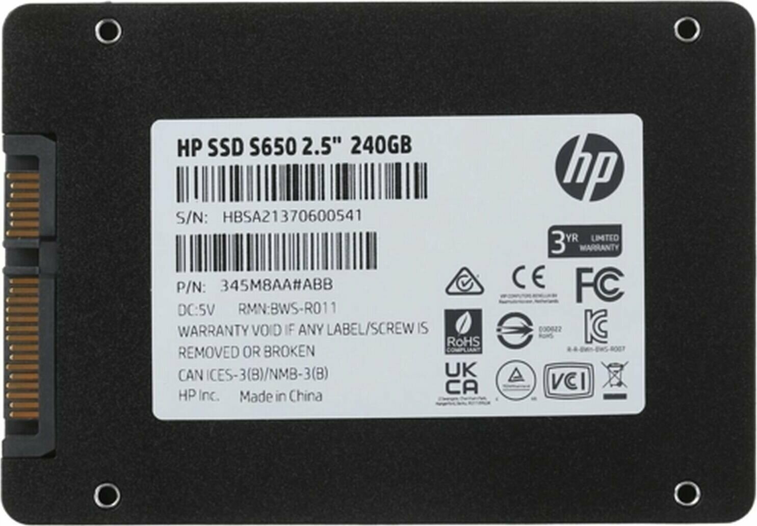 НакопительSSD HP 240Gb S650 Series (345M8AA) - фото №13