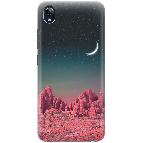фото Cиликоновый чехол на vivo y91c / виво у91с с принтом "месяц над розовыми горами" gosso