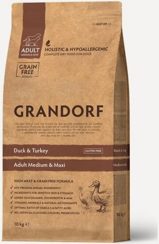 Изображение товара Корм сухой Grandorf утка с индейкой для собак средних и крупных пород, 10 кг