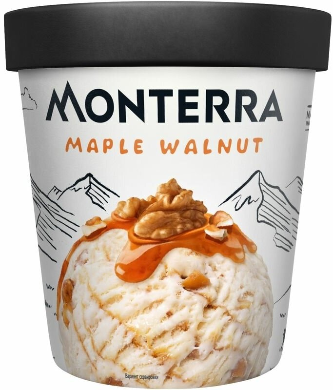 Мороженое пломбир Monterra Maple Walnut с кленовым сиропом и кусочками карамелизованных грецких орехов 12%, 298г