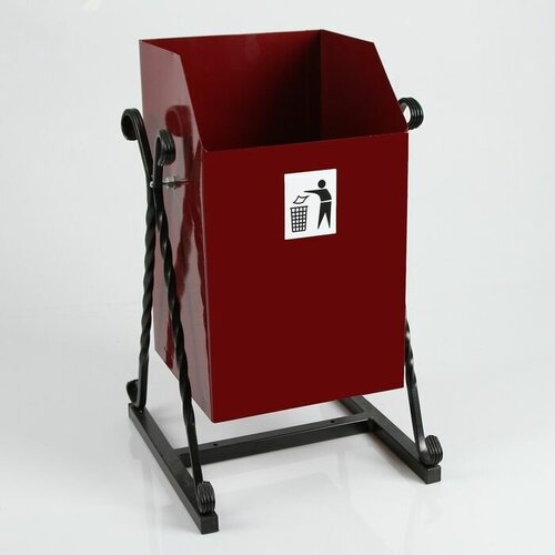 Урна уличная Квадратная на гнутых ножках 22 л красная бак 05 мм 50 х 33 х 33 см 4249₽