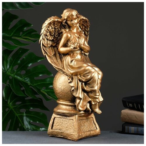 Фигура Ангел девушка с птицей бронза 19х19х43см