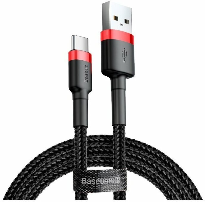 Кабель Baseus USB - USB Type-C (CATKLF-B09/BG1/B91) 1 м, черный/красный — фото 1
