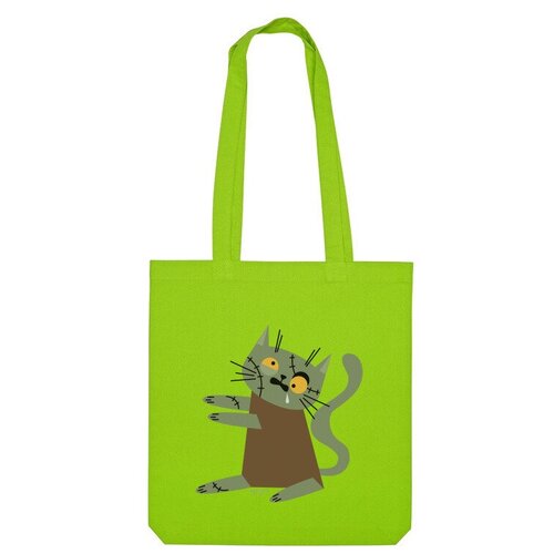 Сумка шоппер Us Basic, зеленый сумка кот зомби ярко синий