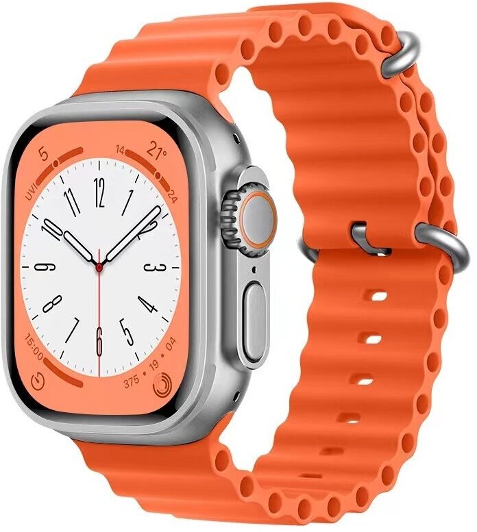Ремешок силиконовый Ocean Band для Apple Watch 42/44/45/49 мм, на застежка, оранжевый (8)