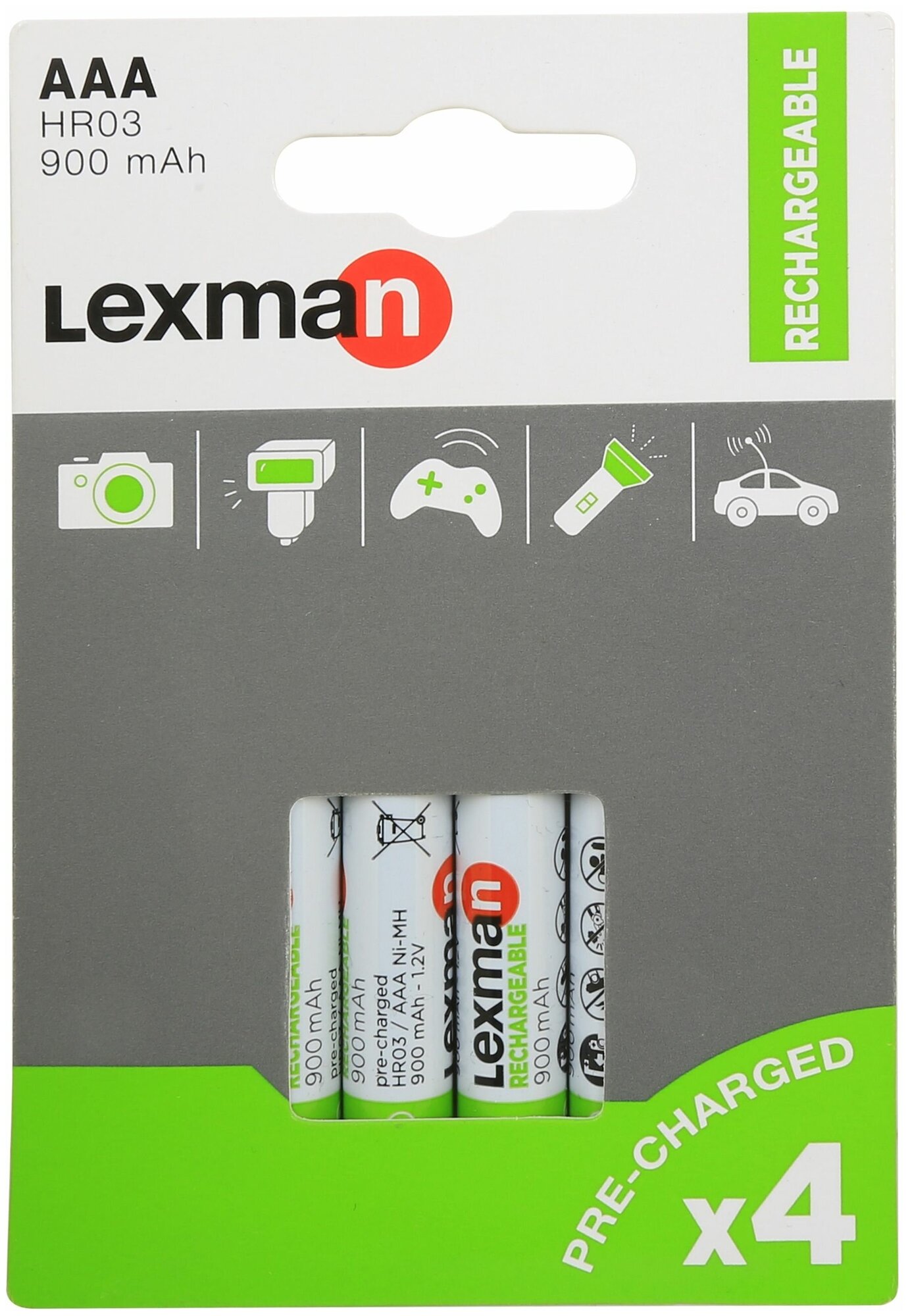 Аккумуляторные батарейки LEXMAN AАА 4шт 900mAh