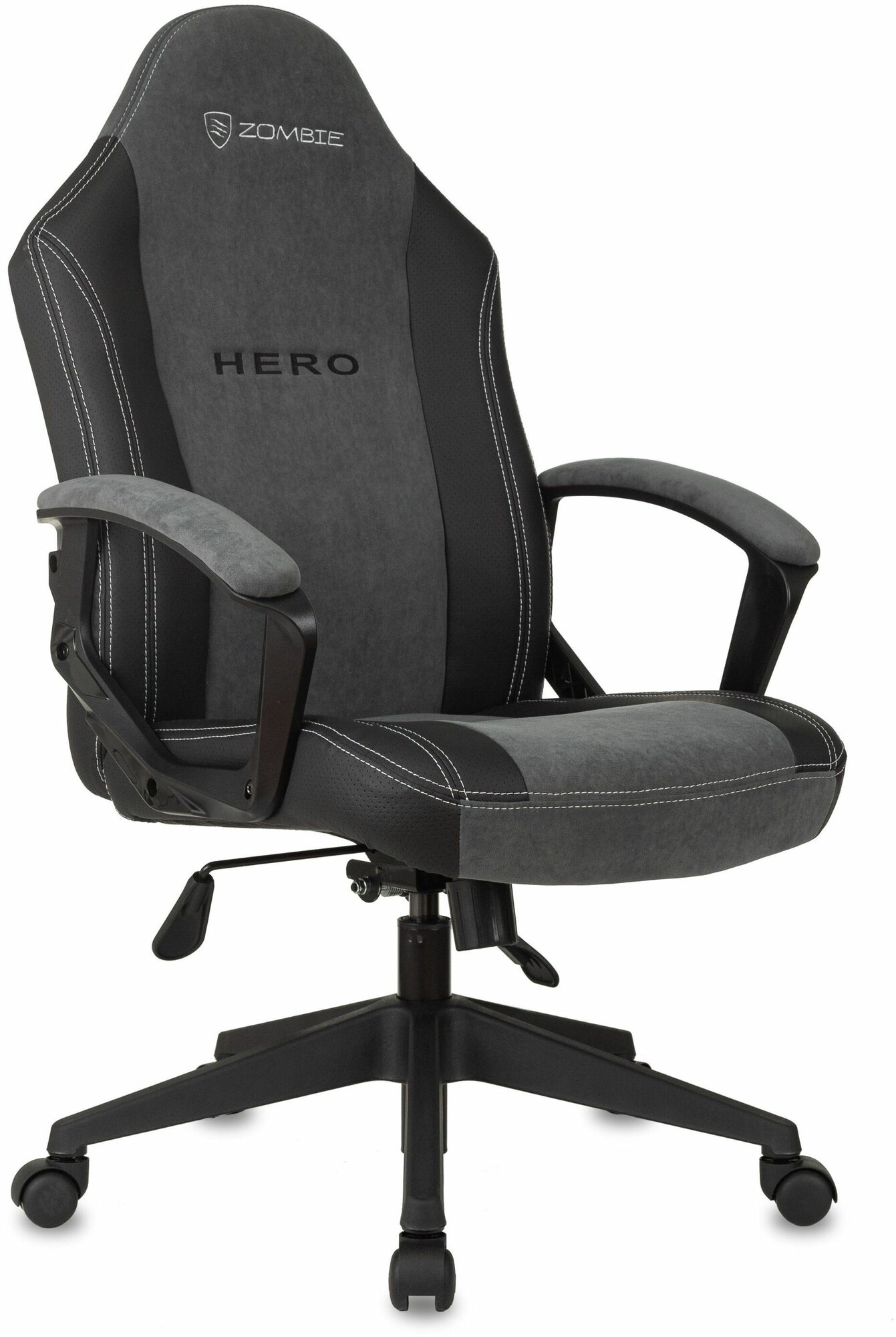 Кресло игровое ZOMBIE HERO черный/серое ткань/экокожа крестовина пластик