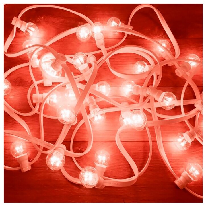 Гирлянда LED Galaxy Bulb String 10м, белый каучук, 25 ламп*6 LED красные, влагостойкая IP65