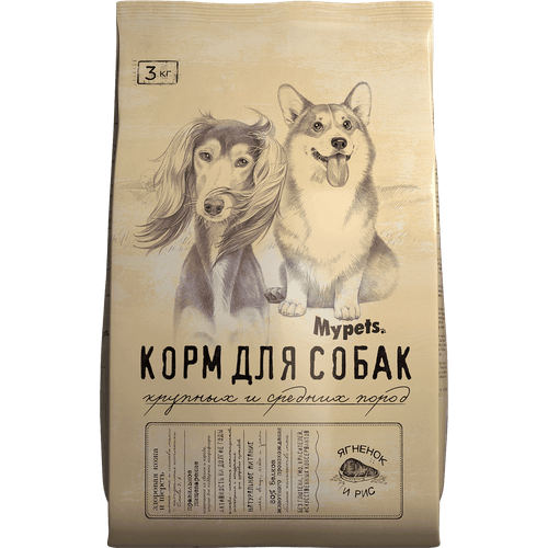 Корм для собак крупных и средних пород Mypets с ягненком и рисом 3 кг