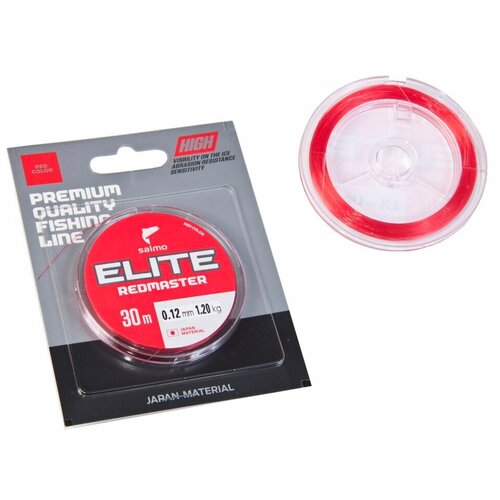 Монофильная леска Salmo Elite Redmaster d=0.12 мм, 30 м, 1.2 кг, красный, 1 шт. монофильная рыболовная леска для зимней рыбалки со льда elite redmaster salmo 30м 0 10мм