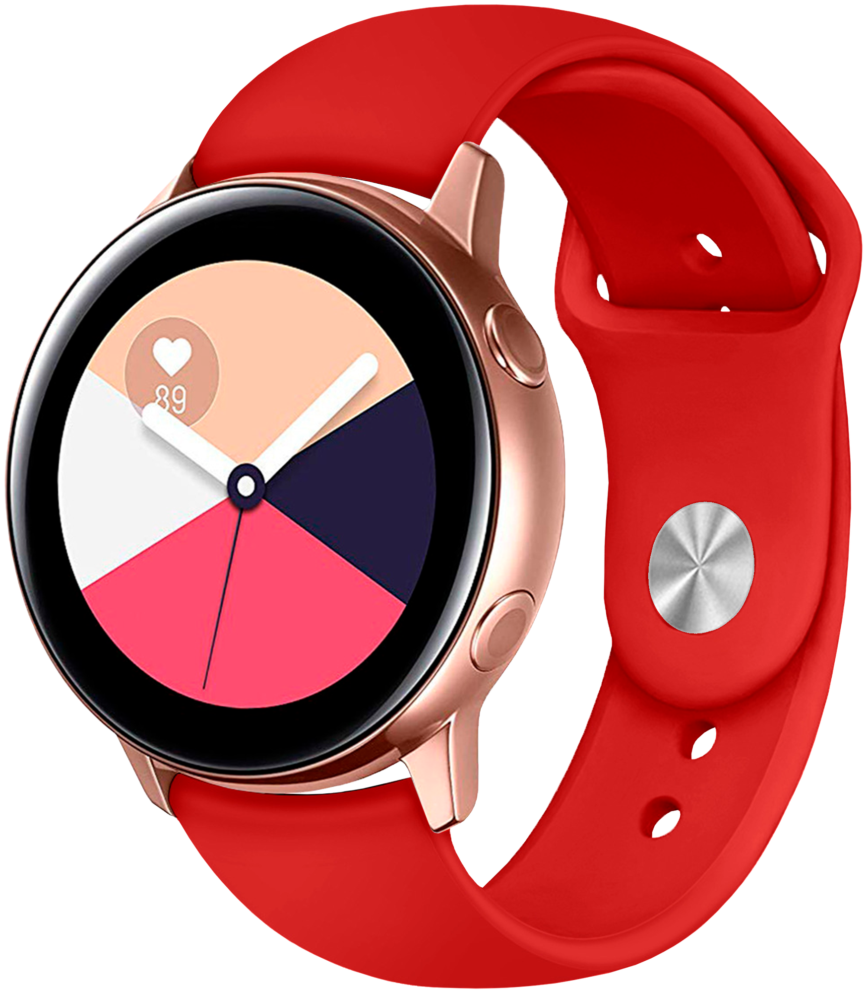 Силиконовый ремешок для Samsung Galaxy Watch 20mm/ Huawei Watch / Сменный браслет для умных смарт часов Самсунг Галакси/ Хуавей Вотч Красный