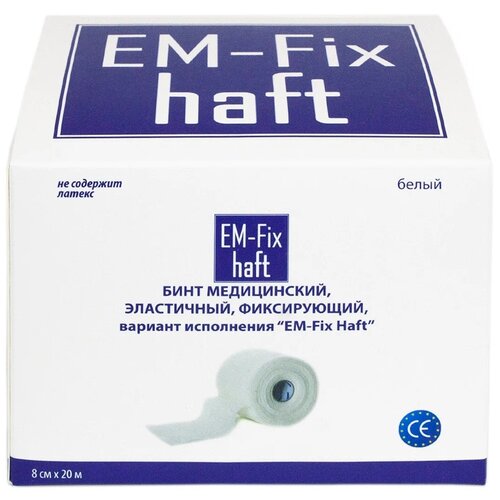 EM-Fix Haft бинт эластичный самофиксирующийся когезивный белый, 10м х 4 см, 1 шт.