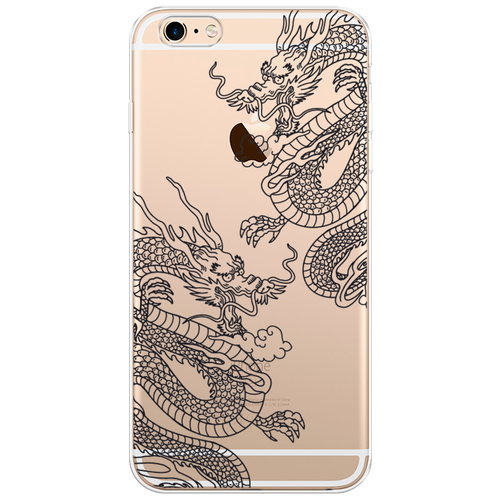 Силиконовый чехол на Apple iPhone 6 Plus/6S Plus / Айфон 6 Плюс/Айфон 6С Плюс Два китайских дракона, прозрачный