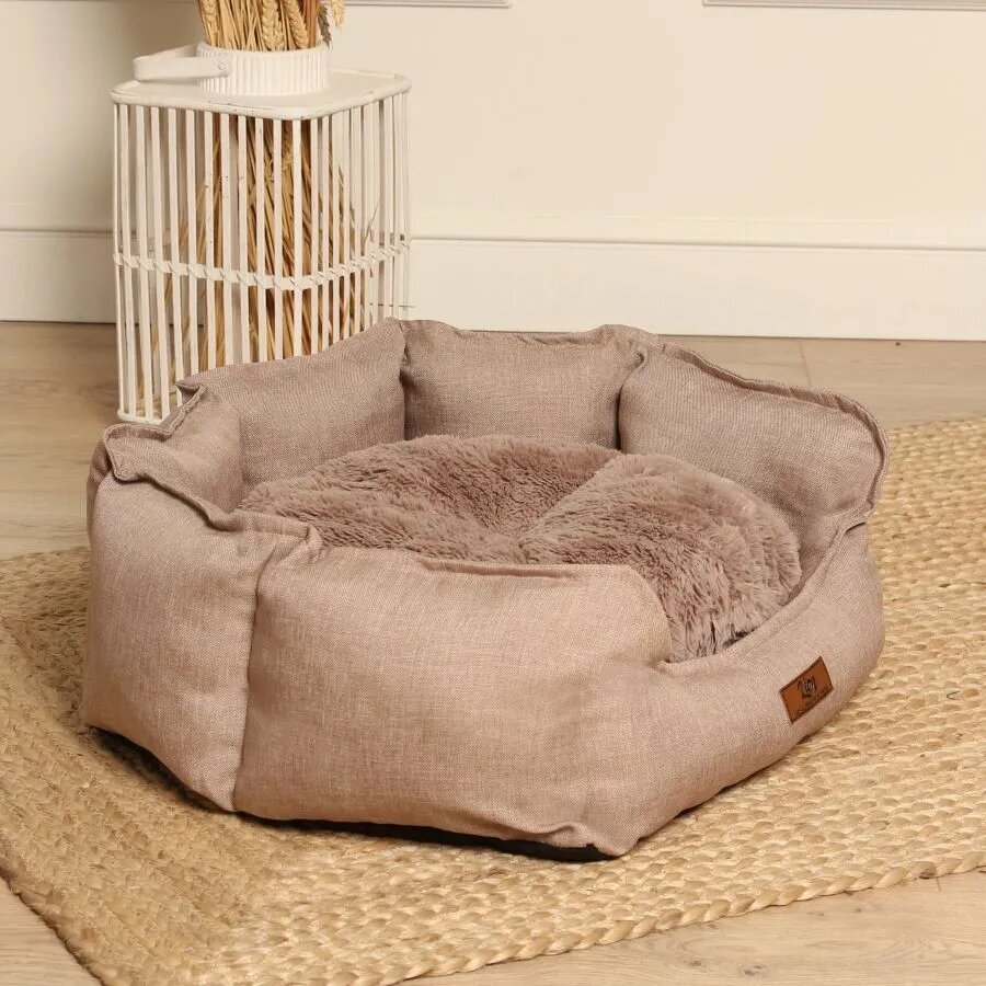 Лежанка для собаки и кошки, лежак для животных мелких и средних пород, со съемной подушкой, размер ( 60х50х20 ), рогожка - фотография № 5