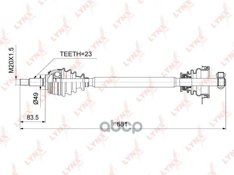 Полуось Передняя Левая LYNXauto арт. 'CD-6705