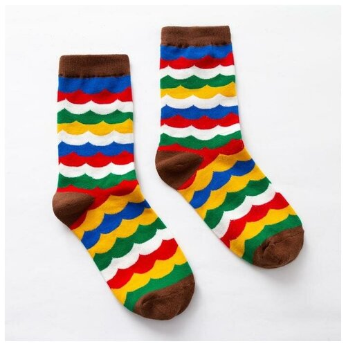 Носки Minaku, размер 23-27 см, мультиколор, синий, зеленый, белый, красный, коричневый носки minaku размер 23 27 красный голубой мультиколор