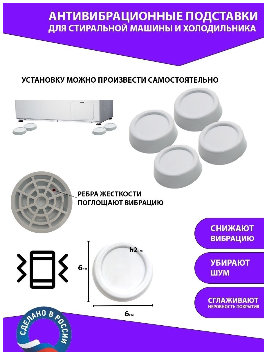 Антивибрационные подставки для стиральной машины и холодильника / Противовибрационные подкладки ножки для стиральной машины - фотография № 2