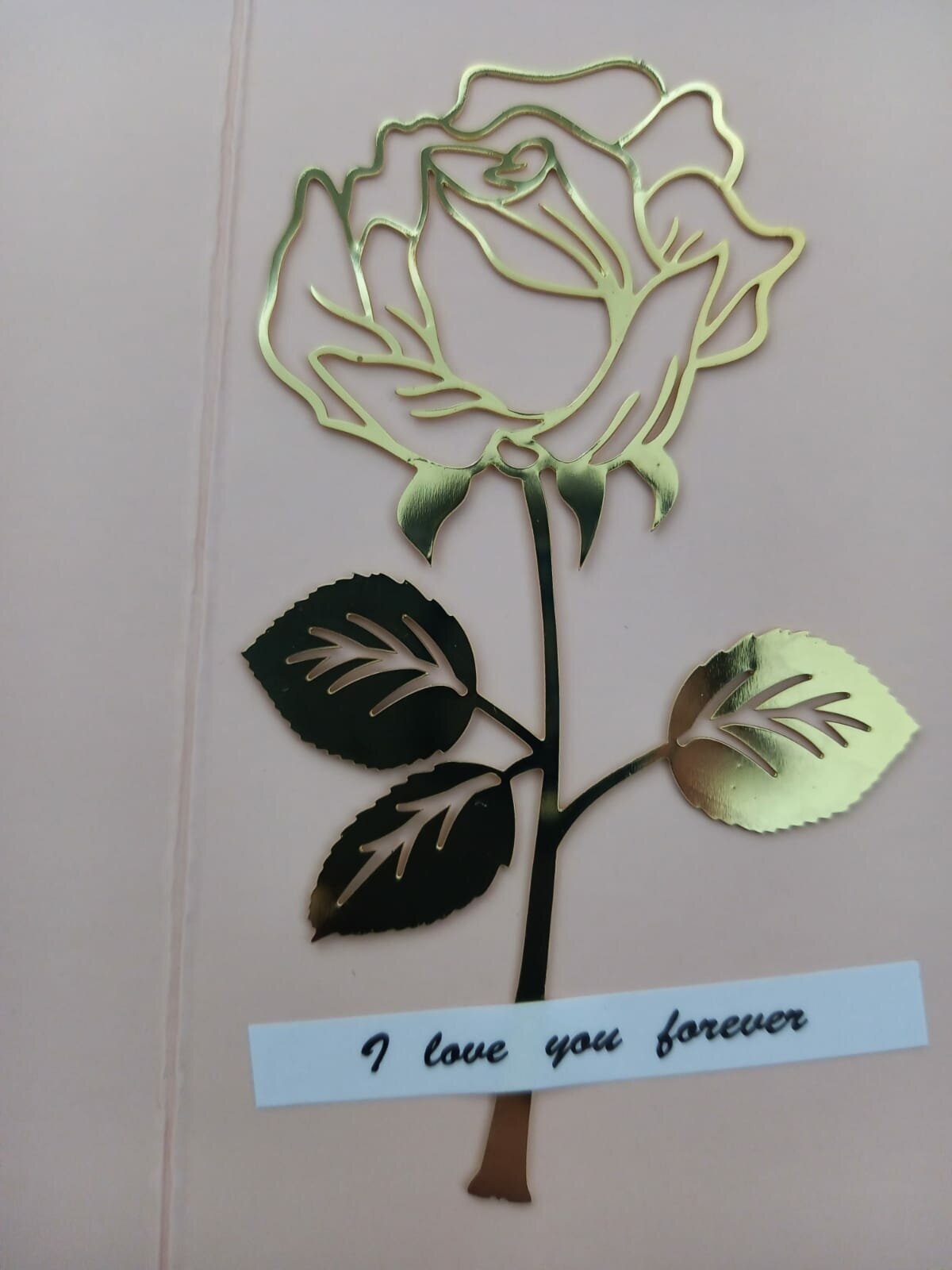 Подарочная металлическая закладка для книг "Золотая Нежная Роза"