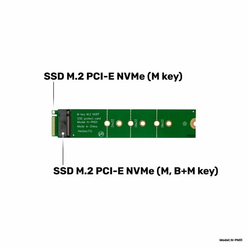 Адаптер-переходник для защиты разъема SSD M.2 PCI-E NVMe (M, B+M key), NFHK N-PN01 адаптер goelely pci e на m 2 адаптер ngff nvme на pcie интерфейс m 2 m