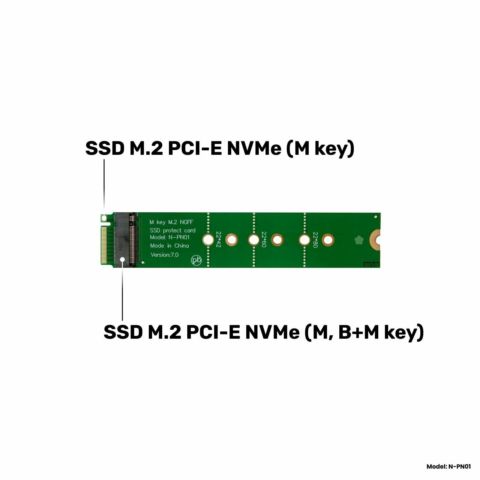 Адаптер-переходник для защиты разъема SSD M.2 PCI-E NVMe (M B+M key) NFHK N-PN01