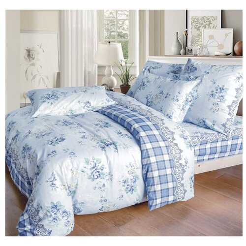 фото Постельное белье 2-спальное сайлид a-172, поплин, 70 х 70 см, голубой