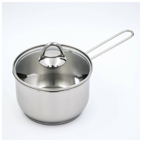 Ковш для кипячения молока 175 л d 16 см капсульное дно с теплораспределительным слоем стеклянная крышка металлическая ручка 4206₽