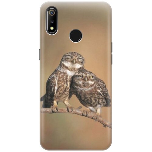 фото Cиликоновый чехол на realme 3 / рилми 3 с принтом "пара совушек" gosso