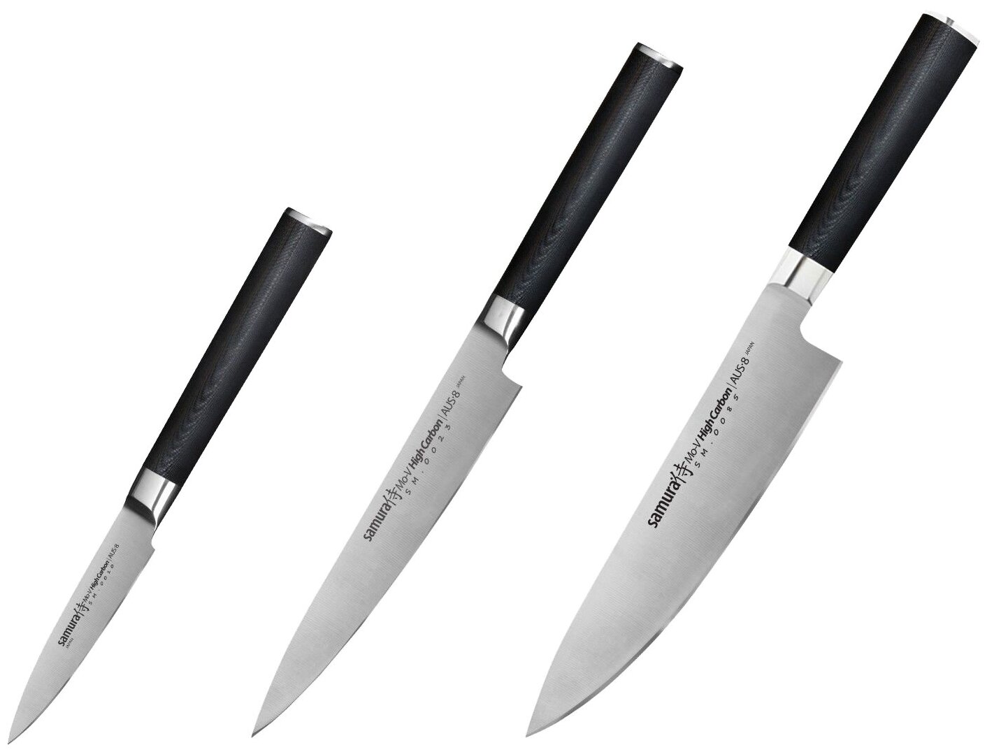 Набор из 3 ножей кухонных Samura Mo-V (10, 23, 85) (SM-0300)