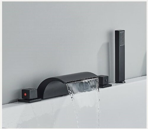 Изображение товара Каскадный смеситель на борт ванны Santarinio SB-100600 черный матовый