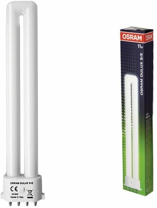 Лампа люминесцентная OSRAM DULUX S/E 11W/21-840, 11Вт, U-образная, холодный белый свет, цоколь 2G7