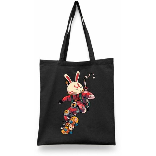 фото Сумка-шоппер унисекс каждому своё "азия/аниме/япония/кролик" черная