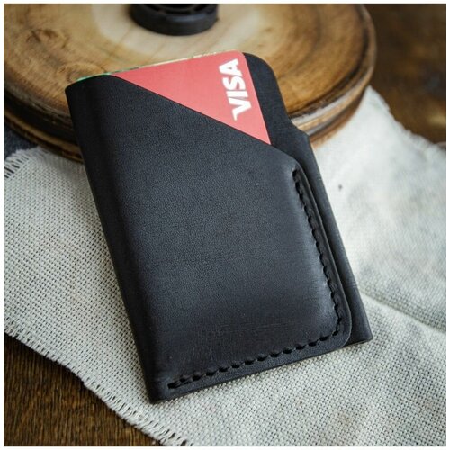 Визитница SAFFA, фактура гладкая, черный