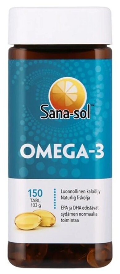 Sana-Sol рыбий жир Омега-3 150 капсул (Финляндия)