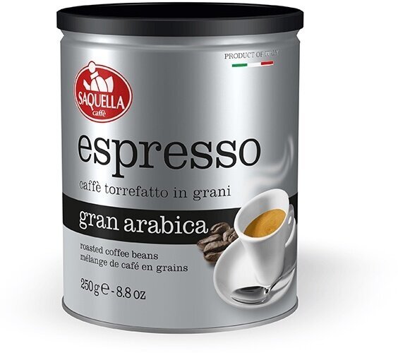 Кофе Saquella Espresso Gran Arabica зерно / Сакуэлла Эспрессо Гранд / 250 гр. ж/б