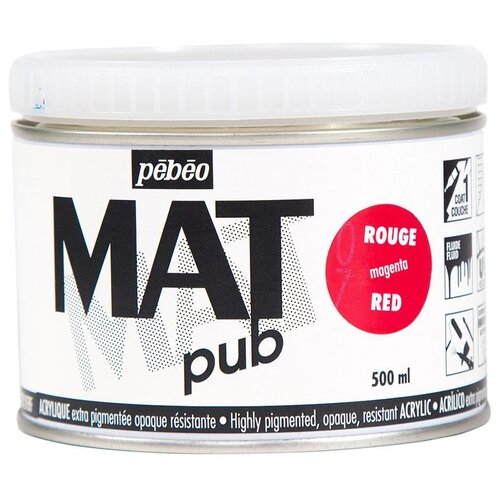 Краска акриловая Pebeo экстра матовая Mat Pub №2 (Маджента), 500 мл