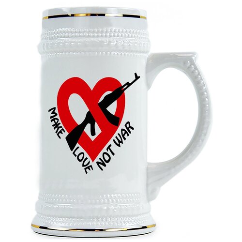 фото Пивная кружка make love not war , нет войне drabs