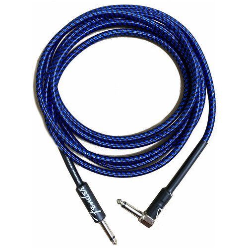 Шнур для подключения электрогитары к усилителю Fender, разъёмы джека 6,3 прямой/угловой, длина 3 метра, синий кабель гитарный fender vintage 3 метра