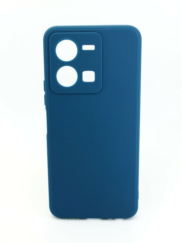 Чехол силиконовый матовый для VIVO Y35, с защитой камеры, синий