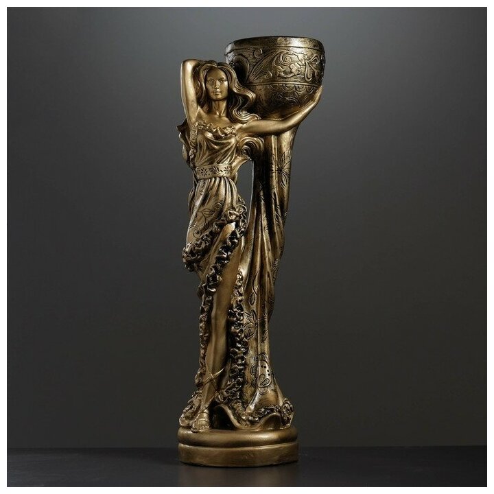 Хорошие сувениры Фигура с кашпо "Девушка Нимфа" бронза, 1,2л / 30х83х23см