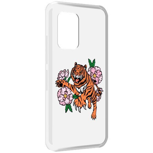 Чехол MyPads тигры-цветочные для UMIDIGI Bison GT задняя-панель-накладка-бампер